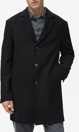 Mango Wool Blend Single Breasted Coat in Black at Nordstrom, Size X-Large