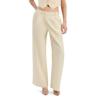 Bardot Geordy Wide Leg Linen Pants in Eggnog at Nordstrom, Size 8