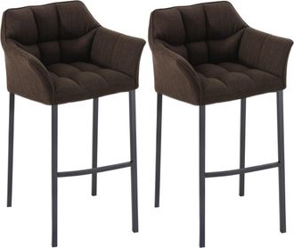 Clp Clp - Set De 2 Taburete De Bar Damaso En Tela Con Base De 4 Patas Marr&oacute;n Negro