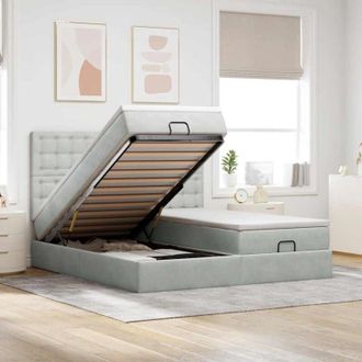vidaXL Vidaxl - Estructura De Cama Otomana Colchones Terciopelo Gris Claro