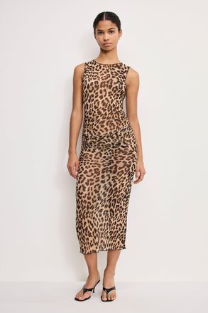 Good American Womens Mesh Midi Dress | Lucky Leopard Size Medium | Good American by KhloÈ Kardashian
