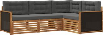 vidaXL Conjunto De Sof&aacute;s De Exterior 4 Uds. Natural Y Antracita Vidaxl