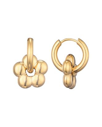 Adornia Adornia 18K Plated Stainless Steel Tarnish-Resistant Flower Huggie Hoop Earrings