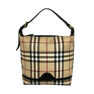Burberry Beige Black Leather Pvc Handbag Tote Bag (Pre-Owned)