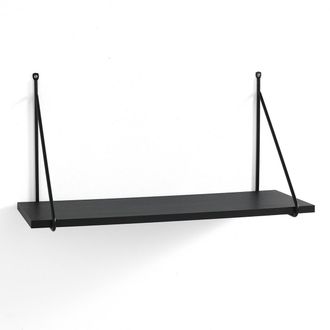 Oresteluchetta Estante De Pared Suspendido En Madera Y Acero Dise&ntilde;o Level - Negro