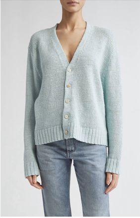 Maison Margiela V-Neck Long Sleeve Cardigan In Light Blue