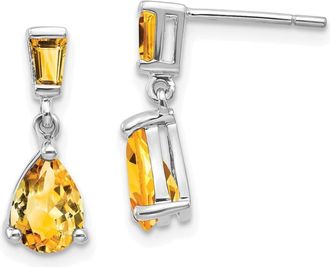 Diamond2Deal 14k White Gold Citrine Dangle Earrings