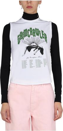 Raf Simons Printed Tank Top - Dames - Longsleeves - Wit - S - Katoen - Tops