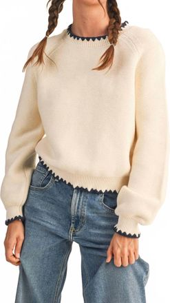 Merci Blanket Stitch Sweater In Ivory