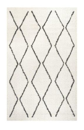 Jonathan Y Designs Catala Moroccan Diamond Shag Area Rug in White/gray at Nordstrom, Size 2Ft 0In X 8Ft 0In