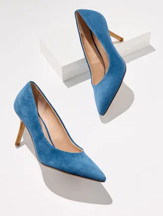 Talbots Sasha Suede Pointed Toe Pumps - Navy Blue Dusk - 10 1/2 M Talbots