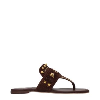 Valentino Garavani Brown Leather Flip-Flop Womens Sandals