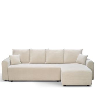 DRAWER Sof&aacute; esquinero convertible reversible de 4 plazas en terciopelo de pan