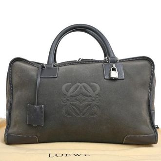 Loewe Amazona Bag Suede Gray Suede Handbag (Pre-Owned)