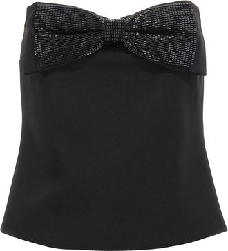 Self Portrait Black Crepe Bandeau Top