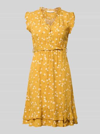 Apricot Minikleid aus Viskose mit Bindeg&uuml;rtel und Kapp&auml;rmeln in DUNKEL GELB, Gr&ouml;&szlig;e XXL