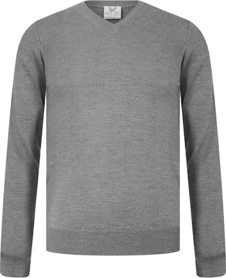Lyle & Scott Heren Merrick Gebreide V Hals Pullover (Grijs gem&ecirc;leerd Marl)