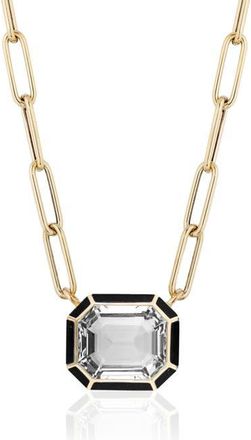 Goshwara Melange Emerald Cut Pendant Necklace in Rock Crystal/Onyx at Nordstrom, Size 16
