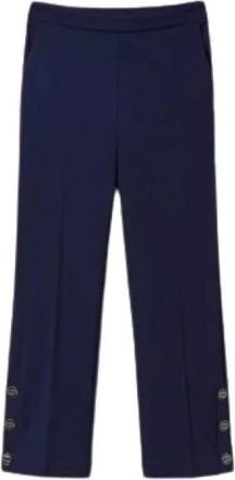 Twinset Straight Broeken - Dames - Straight fit broeken - Blauw - M - Polyester - Broeken