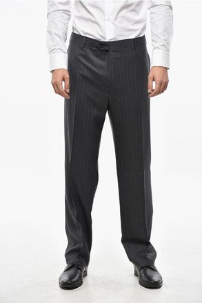 Corneliani Virgin Wool Pants with Pinstriped Motif size 58
