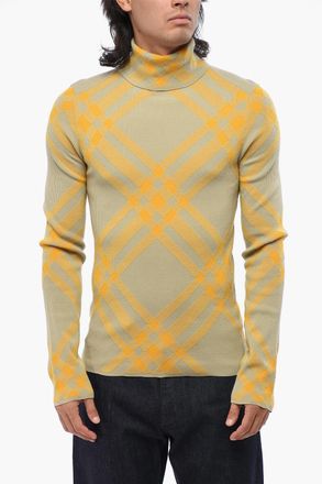 Burberry Maglia in Misto Lana a Collo Alto con Motivo Iconico Burberry