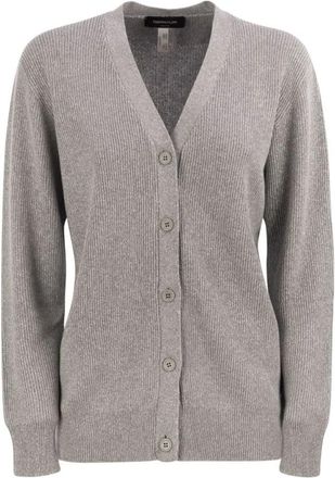 Fabiana Filippi English Ribbed Cardigan - Dames - Vesten - Grijs - 2XS - Katoen - Truien & Vesten