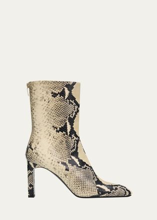 Toteme 85mm Bar Python-Embossed Leather Ankle Boots