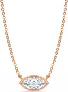 Allurez Marquise Lab Diamond Solitaire Pendant Necklace 14K Rose Gold (0.75ct)