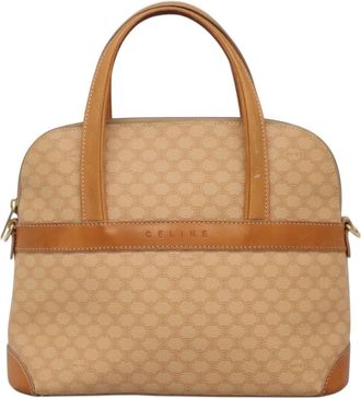 Celine Vintage Macadam Handbag Canvas And Leather Beige Canvas Handbag (Pre-Owned)