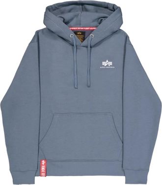 Alpha Industries Stijlvolle Small Logo Hoodie - Heren - Hoodies - Blauw - L - Katoen - Hoodies & sweatvesten