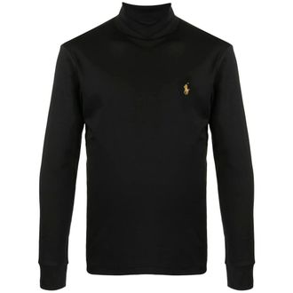 Polo Ralph Lauren Turtlenecks, male, Black, Size: 2XL Cotton Rollneck Sweater