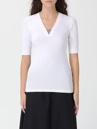 Brunello Cucinelli Maglia a v Brunello Cucinelli in cotone con monile