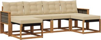 vidaXL Conjunto De Sof&aacute;s De Exterior 6 Uds. Natural Y Beige Vidaxl
