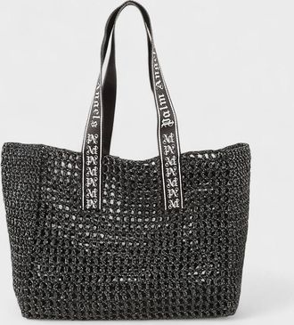 Palm Angels Womens Palm Angels Raffia Tote Bag Black - Size: O/S