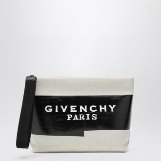 Givenchy Beige Fabric Logo Tape Pouch