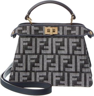 Fendi Fendi Peekaboo Iseeu Petite Ff Denim & Leather Tote
