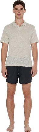 Onia Shaun Linen Polo in Stone at Nordstrom, Size Xx-Large