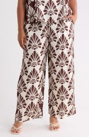 T Tahari Print Pants in Ivory/Brown Fan Print at Nordstrom Rack, Size 2 X