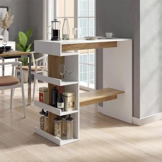 Vicco Tavolo Bar Alto Dana, Rovere Bianco/dorato, 108 X 50 Cm, Vicco