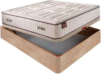 Colchones Aznar Colch&oacute;n Hr Cotton Con Visco 27 Cm Extra Firme Transpirable + Canap&eacute; Abatible Madera 3d Transpirable Altura 34 Cm 135x182 Cm - Roble