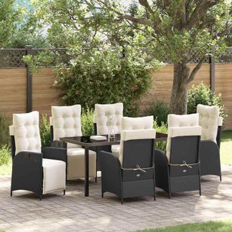 vidaXL Conjunto De Comedor De Jard&iacute;n 7 Pcs Negro Polirat&aacute;n Vidaxl