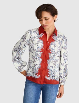 Hobbs London Mariella Print Shirt in Cream Multi at Nordstrom, Size 10