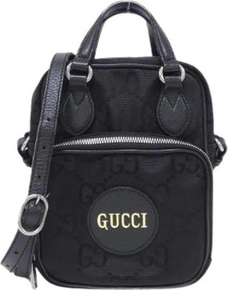 Gucci Pre-owned Off The Grid GG Nylon Leder Schoudertas - Dames - Vintage Mini Tas - Zwart - ONE Size - Nylon - Vintage