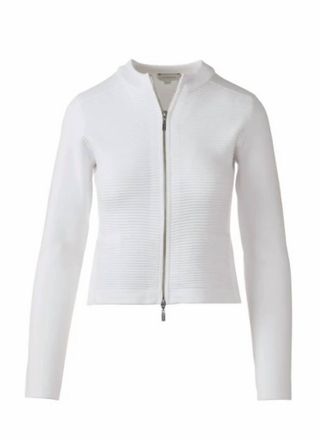 Kinross Cashmere Womens Fitted Zip Cardigan In White
