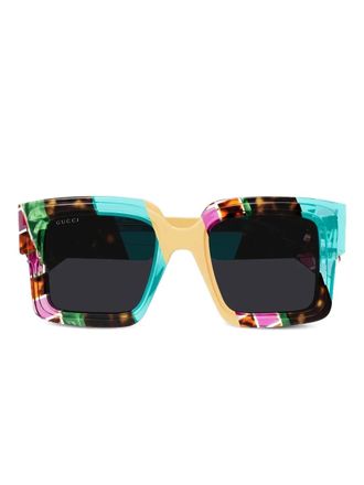 Gucci patterned square-frame sunglasses - Blue