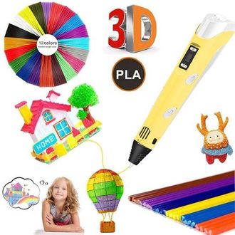OEM Juego De Bol&iacute;grafos De Impresi&oacute;n 3d, Impresora De Garabatos Para Dibujar, 12 Colores De Filamento, Regalo Para Ni&ntilde;os - Amarillo