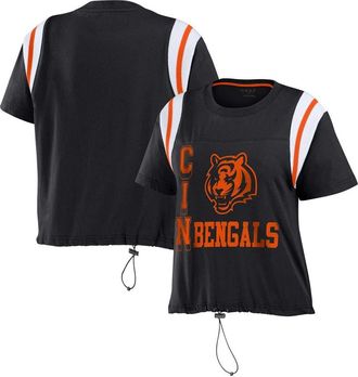 WEAR by Erin Andrews Womens WEAR by Erin Andrews Black Cincinnati Bengals Cinched Colorblock T-Shirt at Nordstrom, Size Small