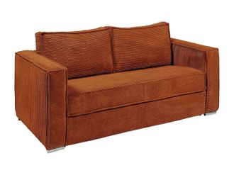 Vente-Unique Divano Letto 3 Posti Express In Velluto A Coste Terracotta Letto Con Doghe Larghe 140 Cm Materasso 14 Cm - Loreto