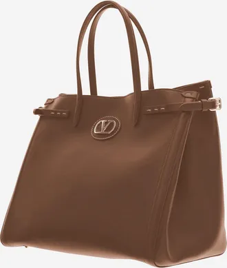 Valentino Garavani Womens Medium Antibes Leather Bag Brown Calfskin Handbags Hand