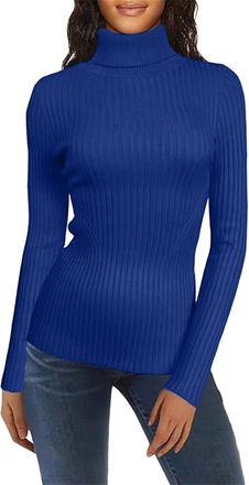 Generic Polo Neck Jumpers for Women Trendy Slim Fit Ribbed Knitted Jumpers Turtleneck Pullover Sweaters Winter Warm Undershirt High Neck Knitwear Base Layer,B